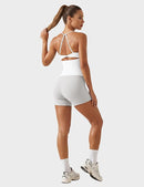 Women’s Twist Back Workout Tank Top with Built-In Bra Seamless Scoop Neck