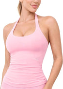 Women’s Halter Tank Top with Built-In Bra Padded Workout & Yoga Top