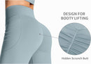 Women’s Denim Blue Butt Lifting Yoga Shorts High Waist Workout Shorts 8" Inseam