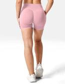 Women’s Pink High Waist Seamless Biker Shorts 4.5" Smile Contour Yoga Gym