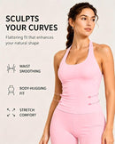 Women’s Halter Tank Top with Built-In Bra Padded Workout & Yoga Top