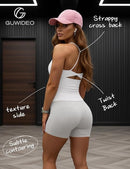 Women’s Twist Back Workout Tank Top with Built-In Bra Seamless Scoop Neck
