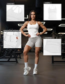 Women’s Twist Back Workout Tank Top with Built-In Bra Seamless Scoop Neck