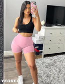 Women’s Pink High Waist Seamless Biker Shorts 4.5" Smile Contour Yoga Gym
